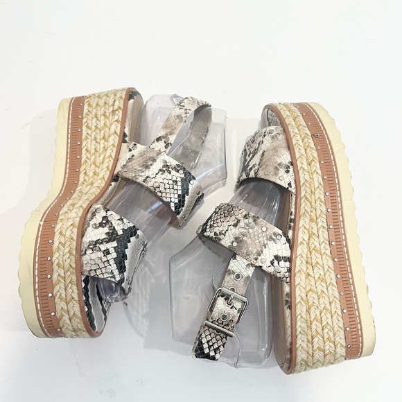 Vince Camuto Marsa Platform Wedge Sandals Faux Snakeskin Studded Jute Women 7.5 - Picture 9 of 14